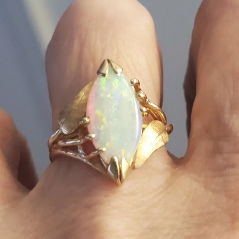 Stunning vintage large genuine opal ring - Picture 3 of 13